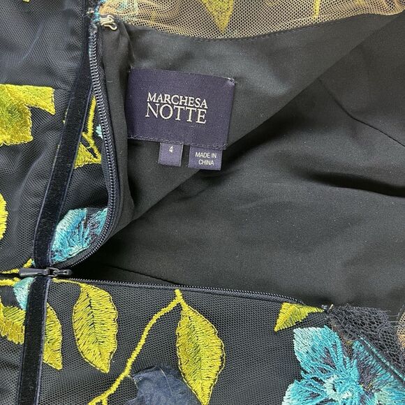 Marchesa Notte Floral Print Knee-Length Dress - Picture 8 of 9